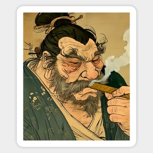 Puff Sumo Smoking a Cigar: "Nothing Bothers Me When I'm Smoking a Cigar" Sticker